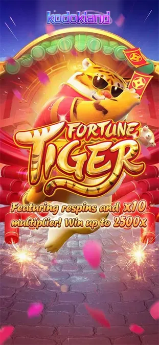 Tampilan visual slot Fortune Tiger dengan latar belakang kuil dan simbol keberuntungan